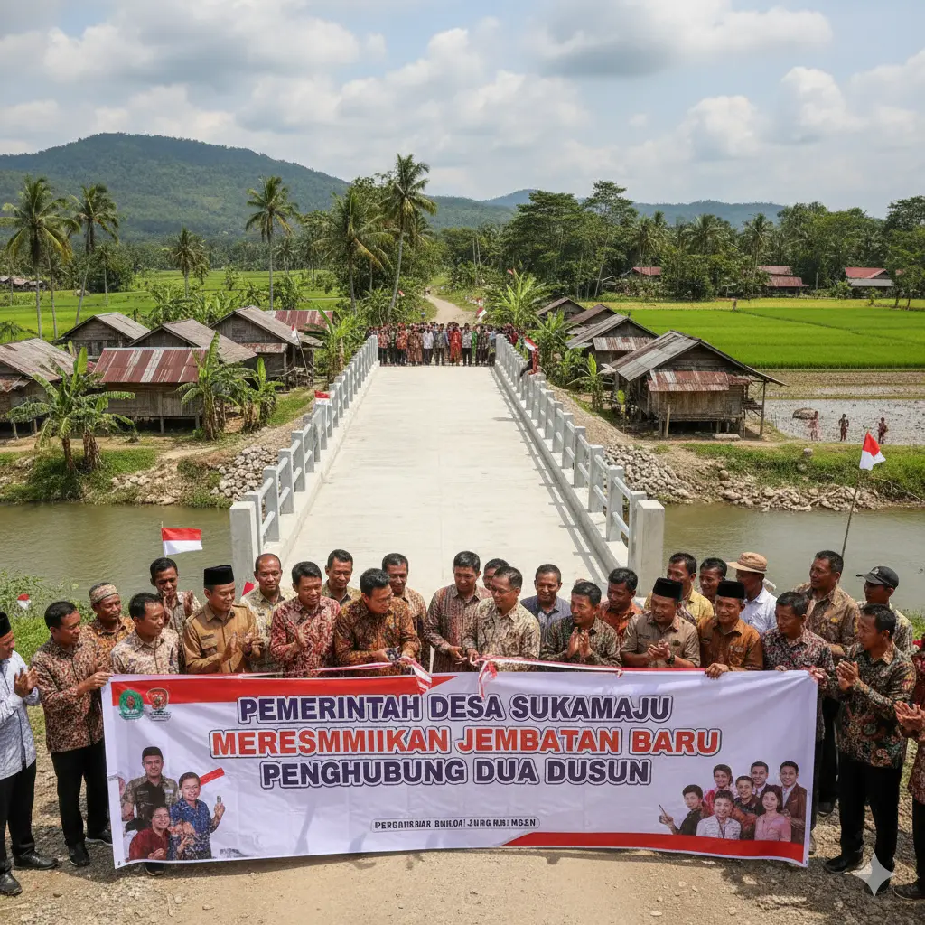 Pemerintah Desa Sukamaju Resmikan Jembatan Baru Penghubung Dua Dusun